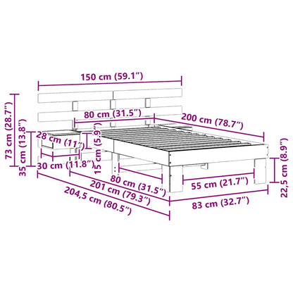 Bettgestell Wachsbraun 80 x 200 cm Massivholz Kiefer