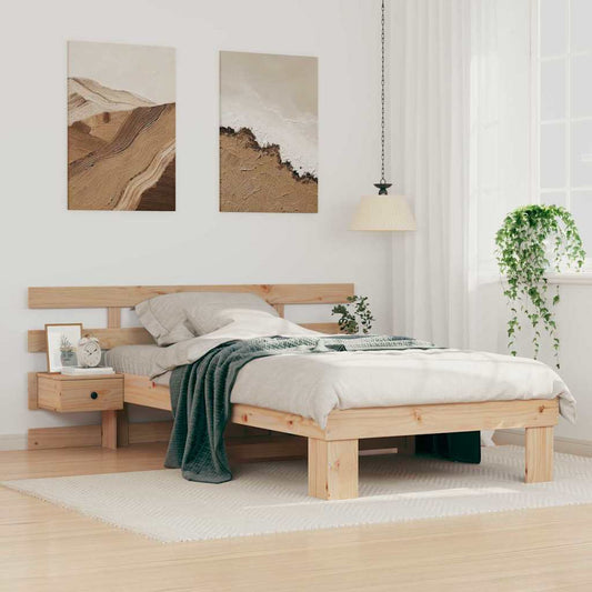 Bettgestell mit Kopfteil Braun 75 x 190 cm Massivholz Kiefer