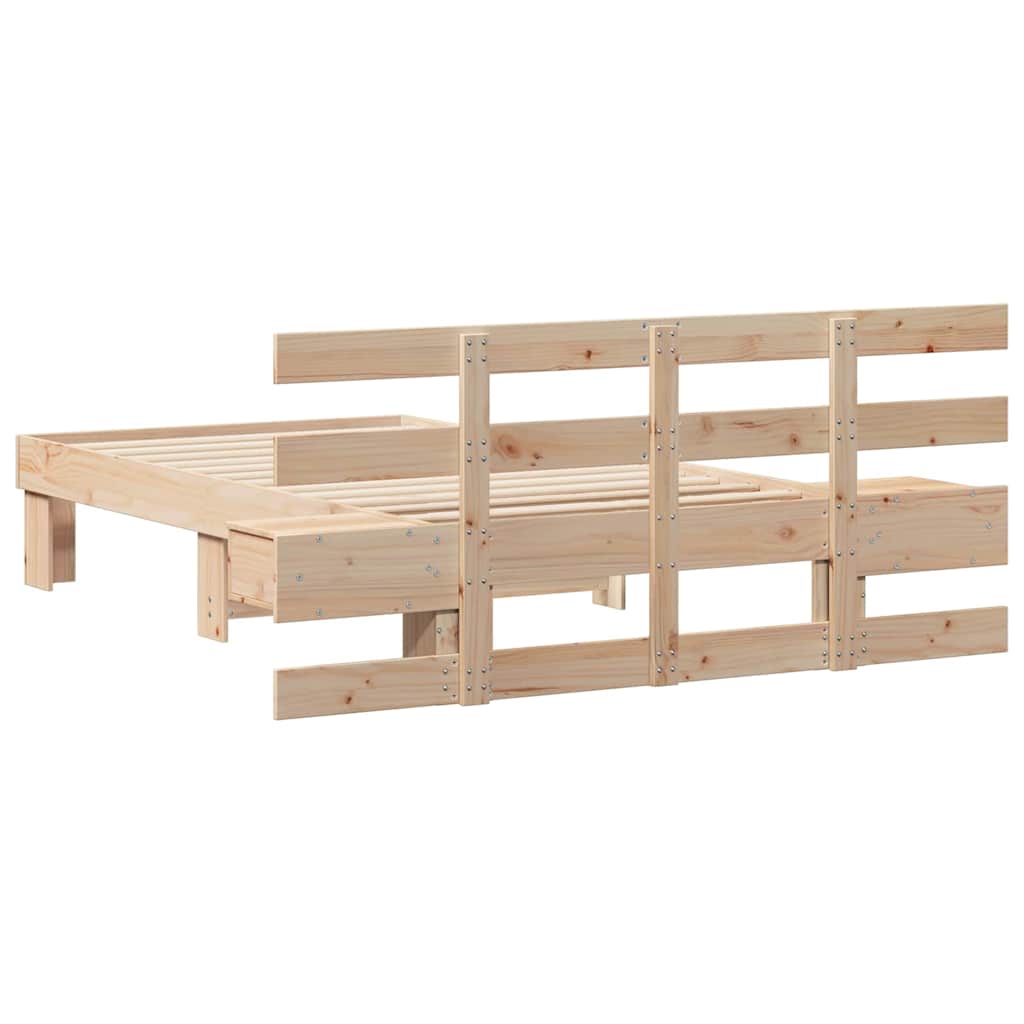 Bettgestell mit Kopfteil Braun 75 x 190 cm Massivholz Kiefer