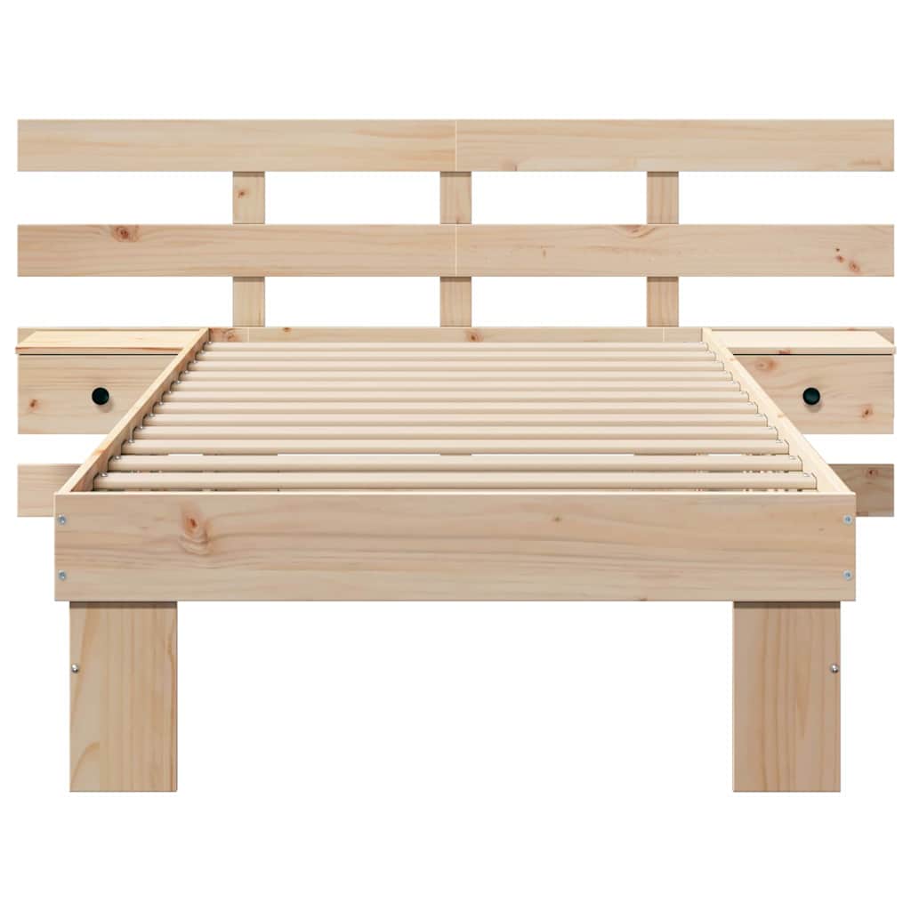 Bettgestell mit Kopfteil Braun 75 x 190 cm Massivholz Kiefer