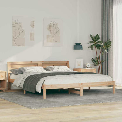 Bettgestell mit Kopfteil Braun 180 x 200 cm Massivholz Kiefer