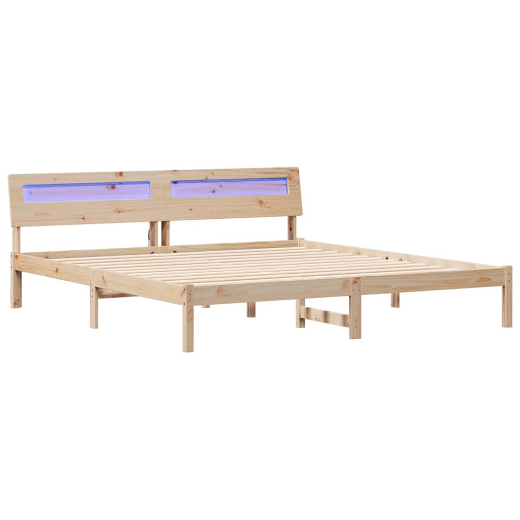 Bettgestell mit Kopfteil Braun 180 x 200 cm Massivholz Kiefer