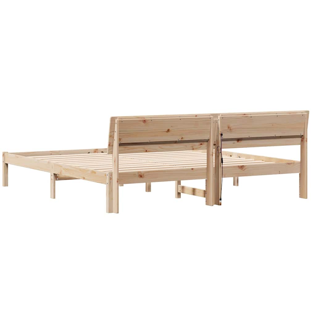 Bettgestell mit Kopfteil Braun 180 x 200 cm Massivholz Kiefer
