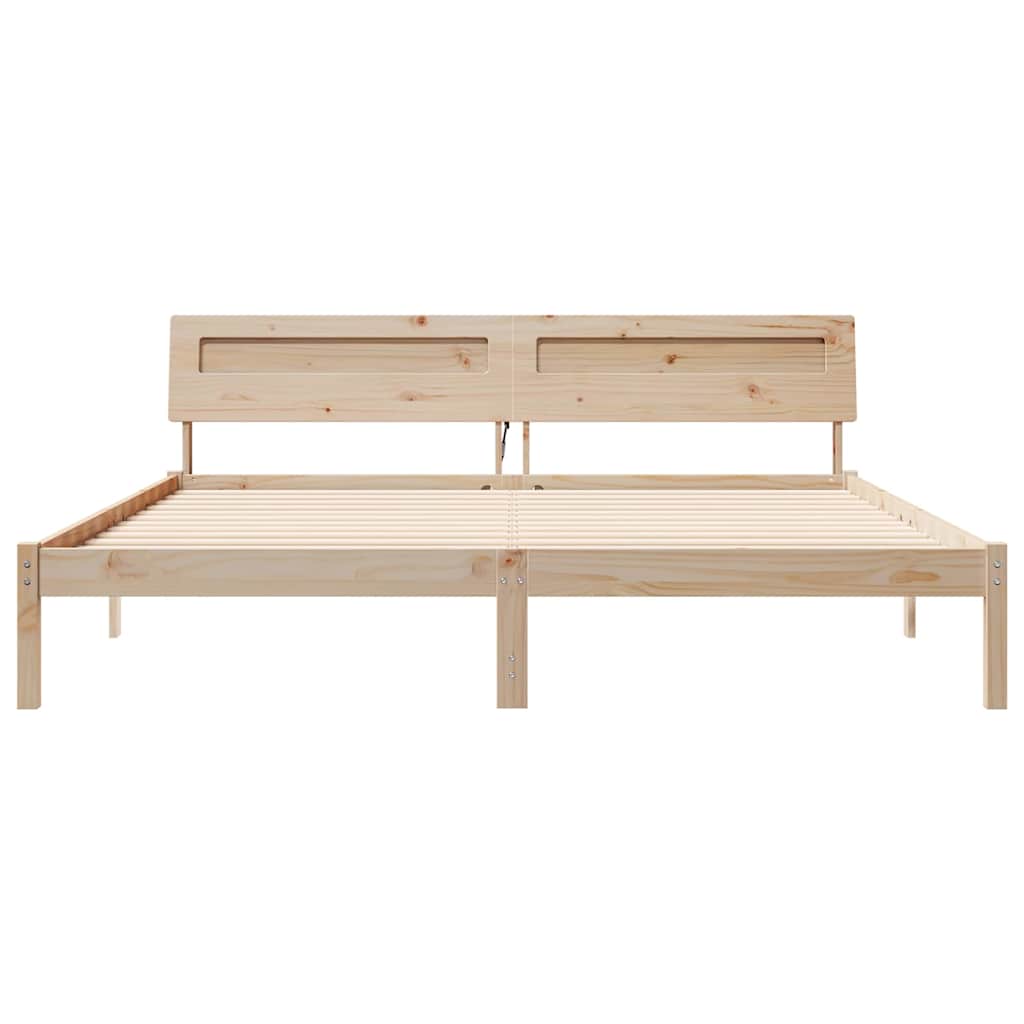 Bettgestell mit Kopfteil Braun 180 x 200 cm Massivholz Kiefer
