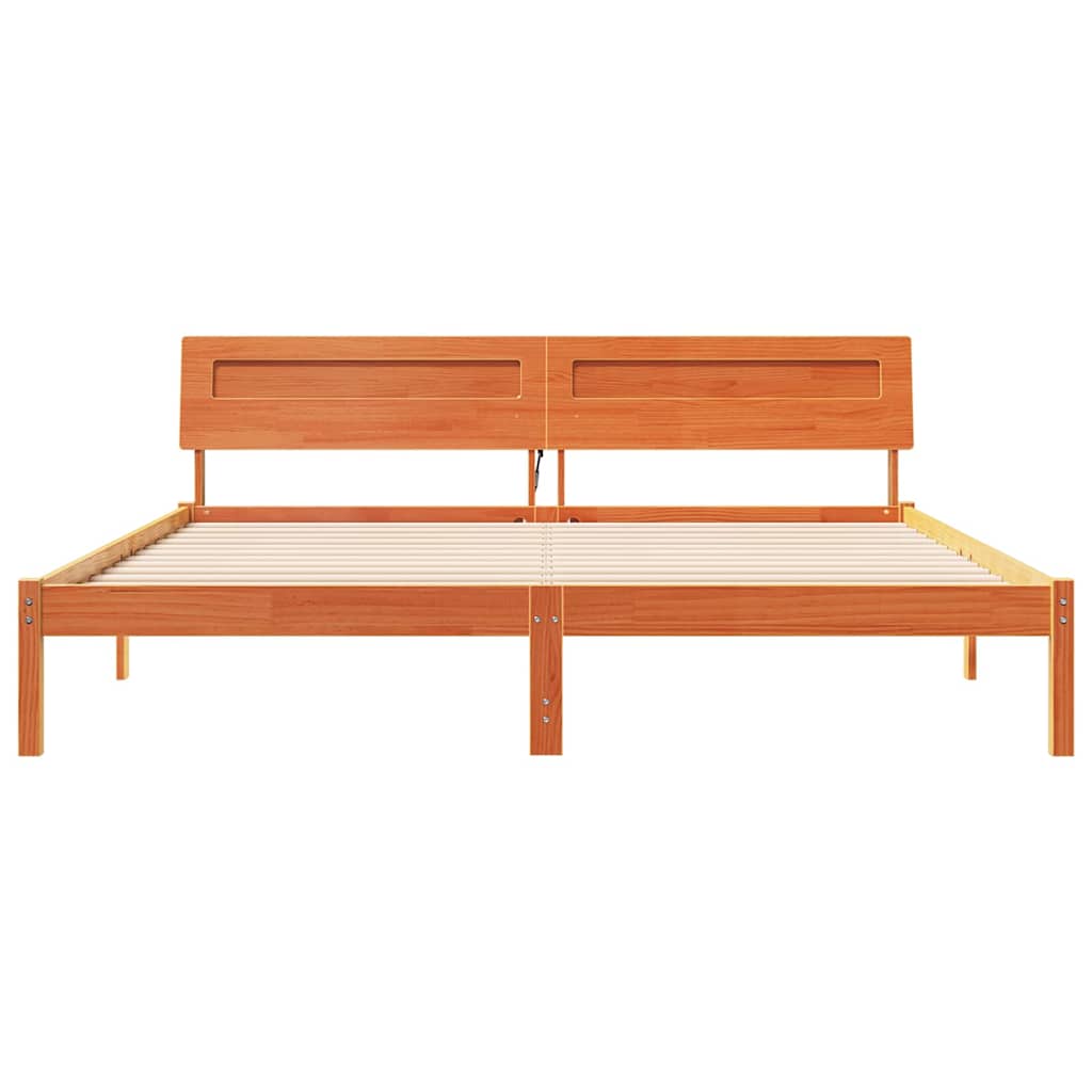 Bettgestell Wachsbraun 180 x 200 cm Massivholz Kiefer