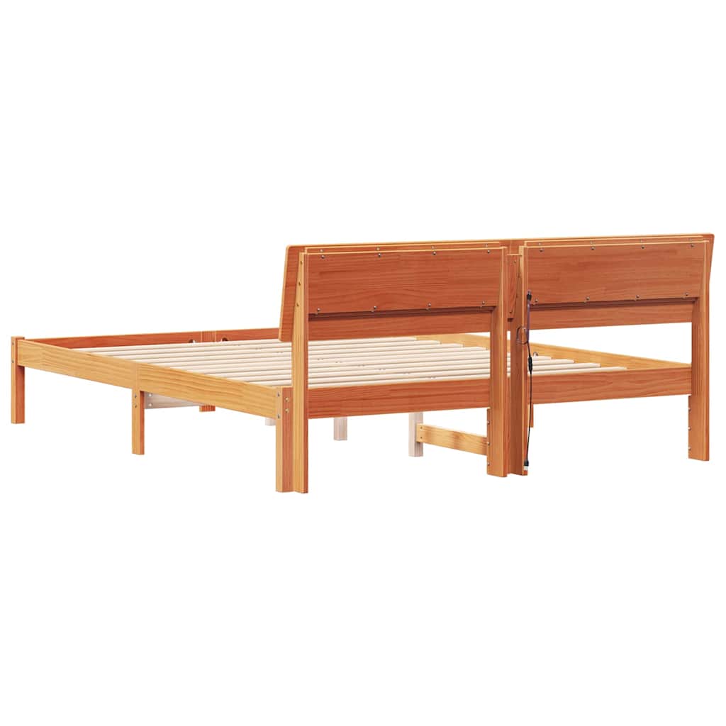Bettgestell Wachsbraun 160 x 200 cm Massivholz Kiefer