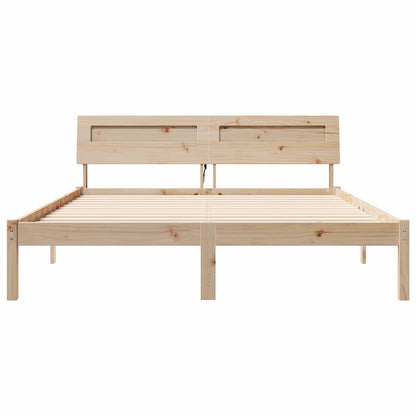 Bettgestell mit Kopfteil Braun 150 x 200 cm Massivholz Kiefer