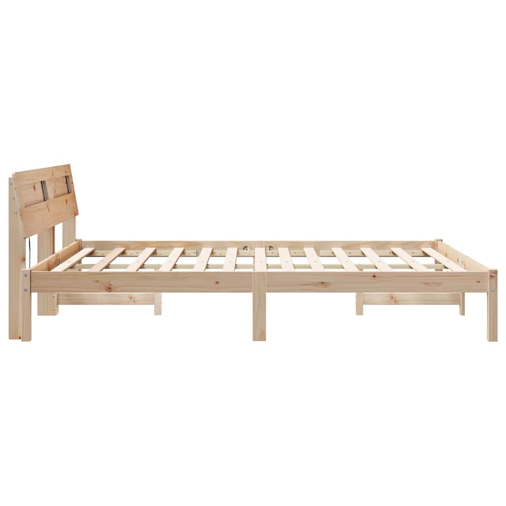 Bettgestell mit Kopfteil Braun 150 x 200 cm Massivholz Kiefer