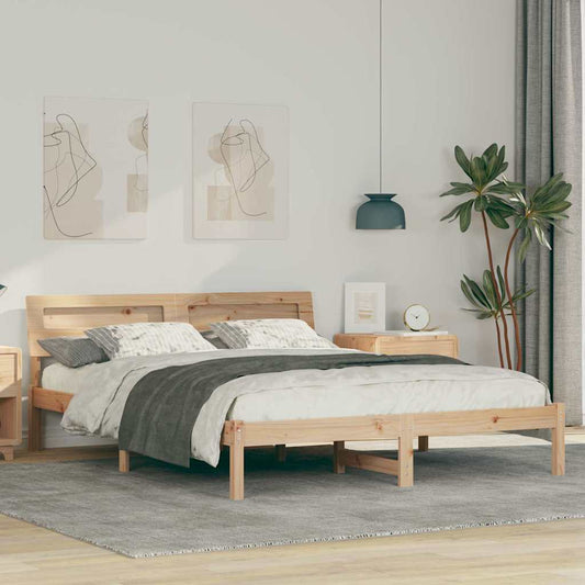 Bettgestell mit Kopfteil Braun 140 x 200 cm Massivholz Kiefer