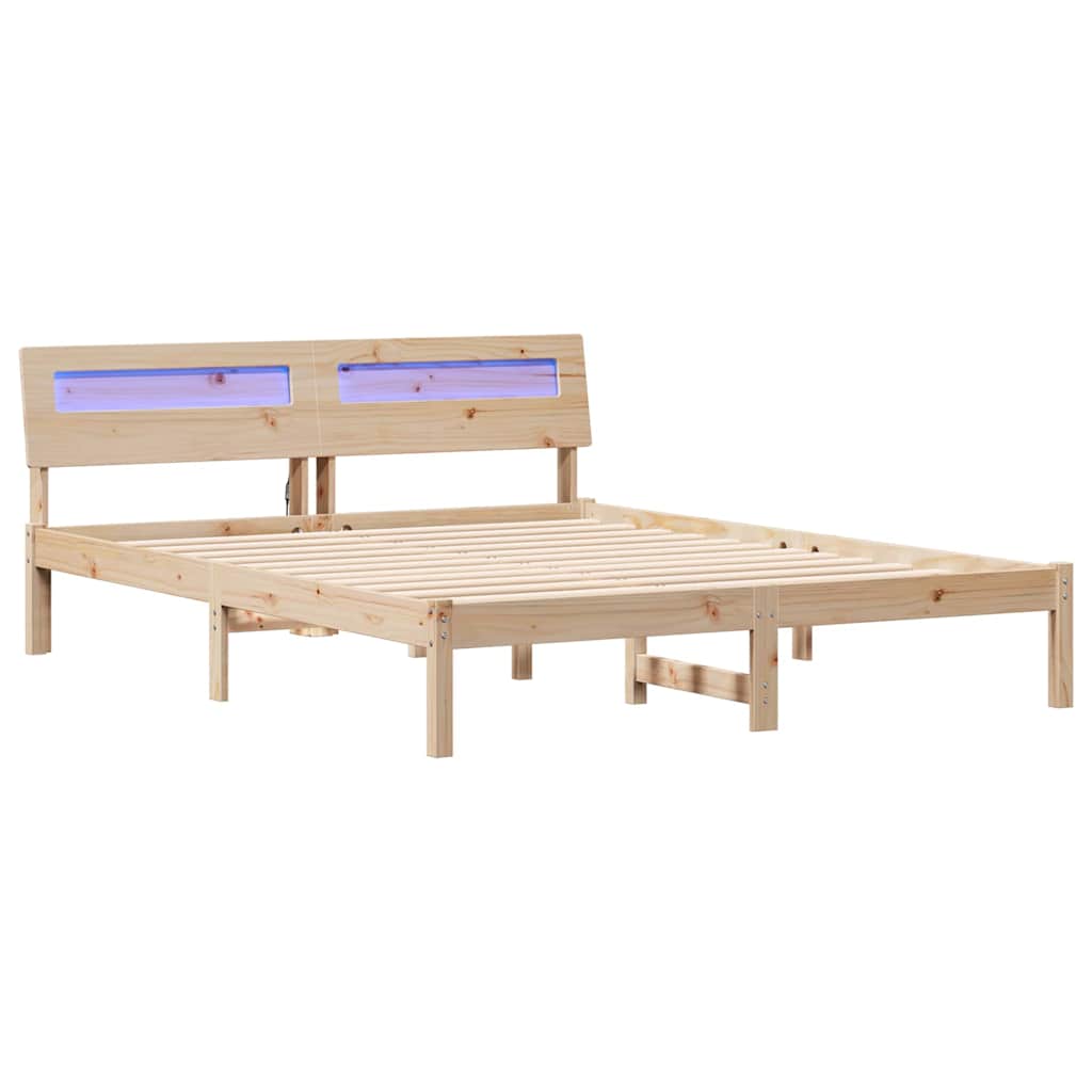 Bettgestell mit Kopfteil Braun 140 x 200 cm Massivholz Kiefer