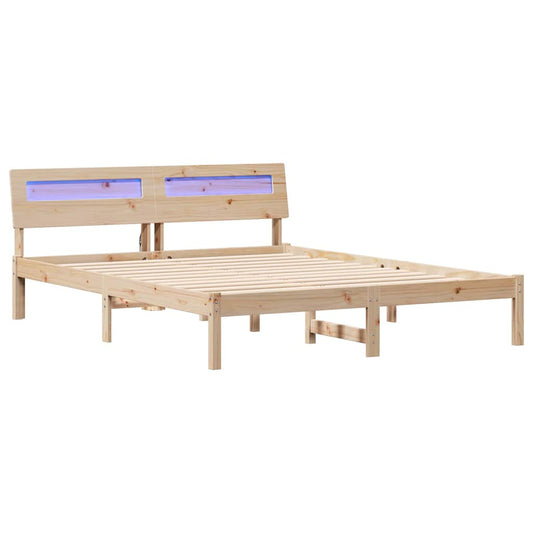 Bettgestell mit Kopfteil Braun 140 x 200 cm Massivholz Kiefer