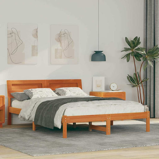 Bettgestell Wachsbraun 120 x 200 cm Massivholz Kiefer
