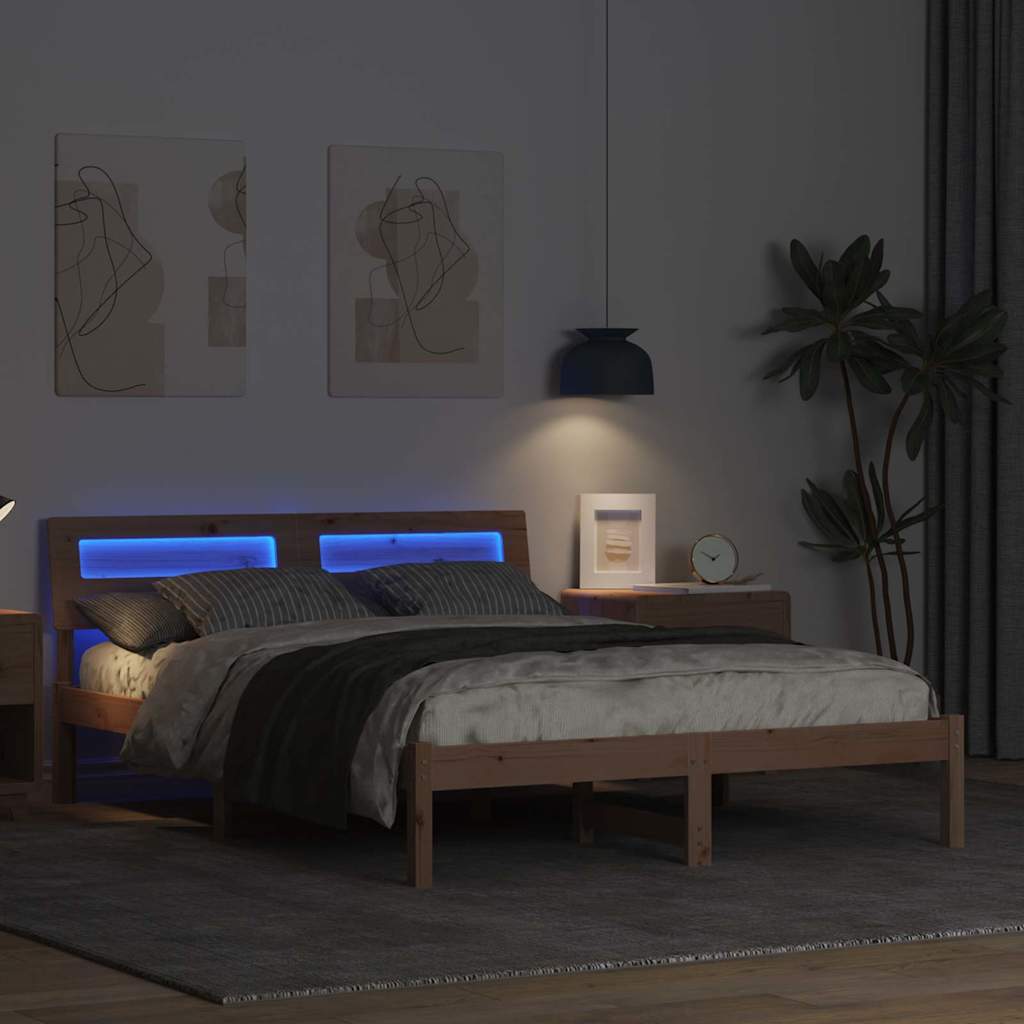 Bettgestell mit Kopfteil Braun 120 x 190 cm Massivholz Kiefer