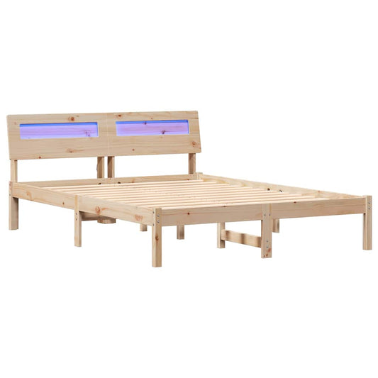 Bettgestell mit Kopfteil Braun 120 x 190 cm Massivholz Kiefer
