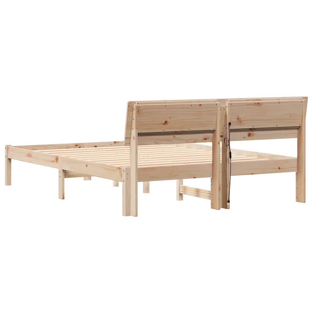 Bettgestell mit Kopfteil Braun 120 x 190 cm Massivholz Kiefer