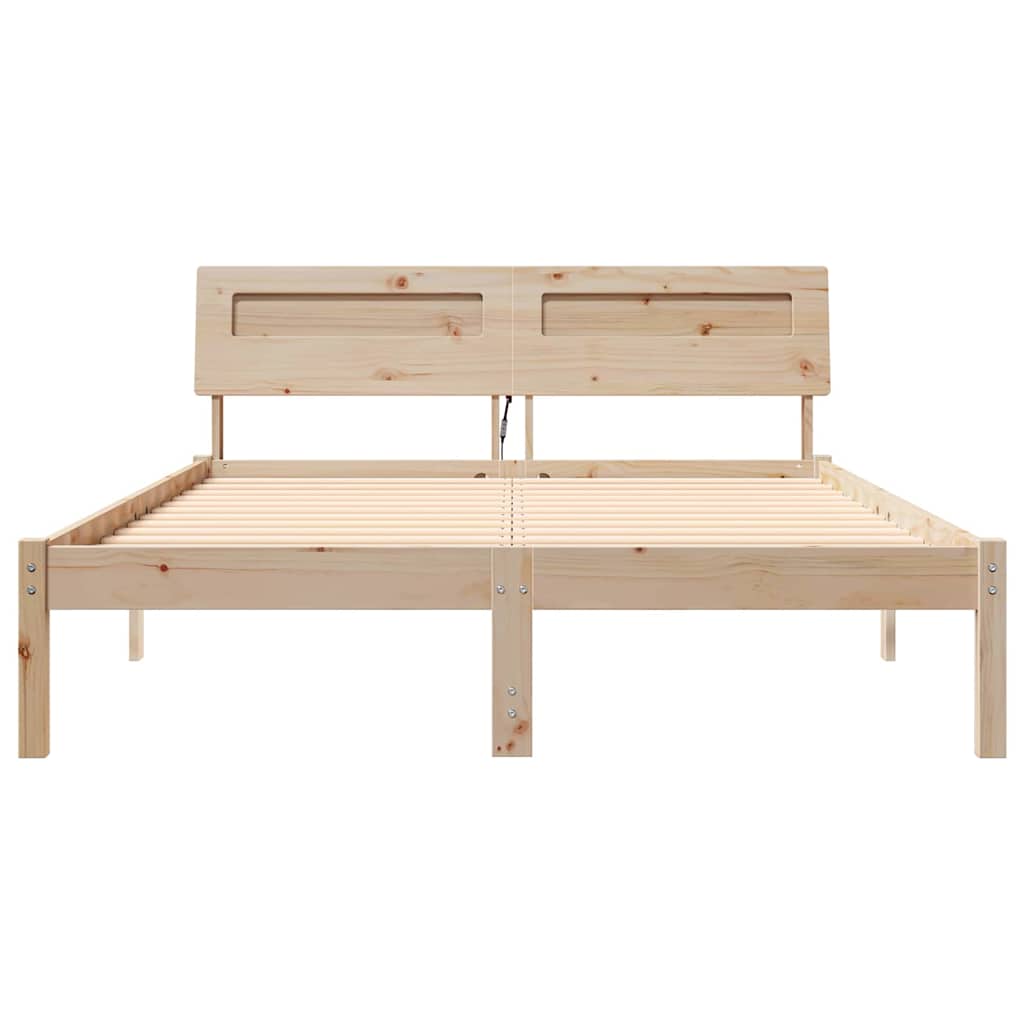 Bettgestell mit Kopfteil Braun 120 x 190 cm Massivholz Kiefer