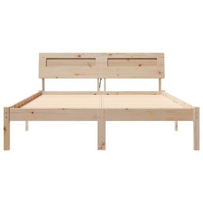 Bettgestell mit Kopfteil Braun 120 x 190 cm Massivholz Kiefer