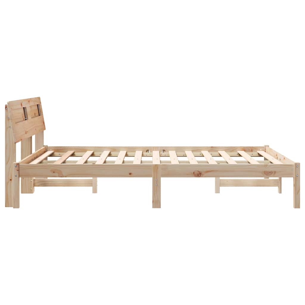 Bettgestell mit Kopfteil Braun 120 x 190 cm Massivholz Kiefer