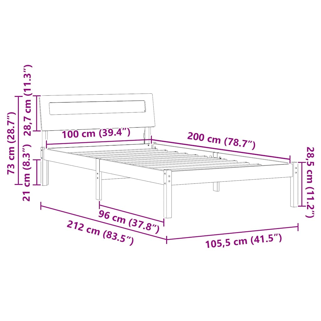 Bettgestell Wachsbraun 100 x 200 cm Massivholz Kiefer
