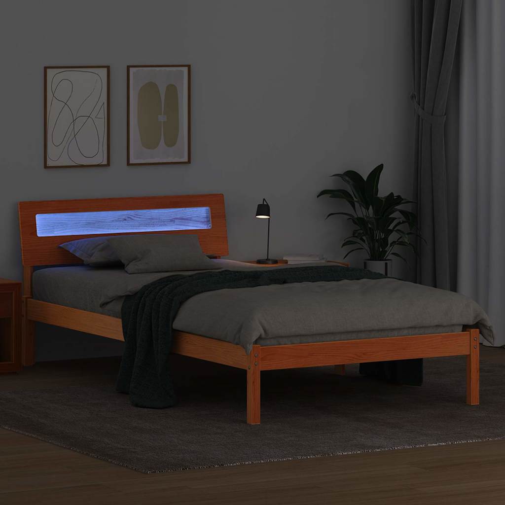 Bettgestell Wachsbraun 90 x 200 cm Massivholz Kiefer