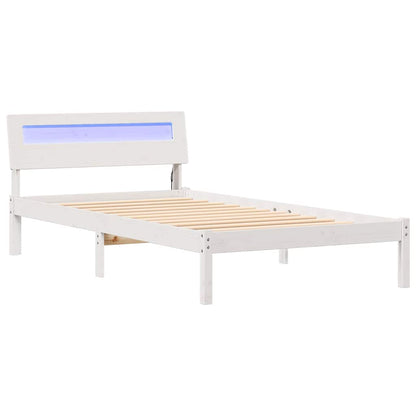 Bettgestell mit Kopfteil Weiß 90 x 190 cm Massivholz Kiefer