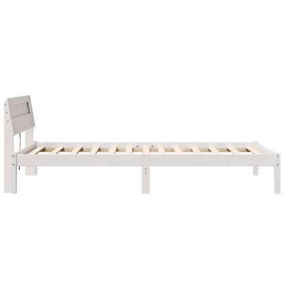 Bettgestell mit Kopfteil Weiß 90 x 190 cm Massivholz Kiefer
