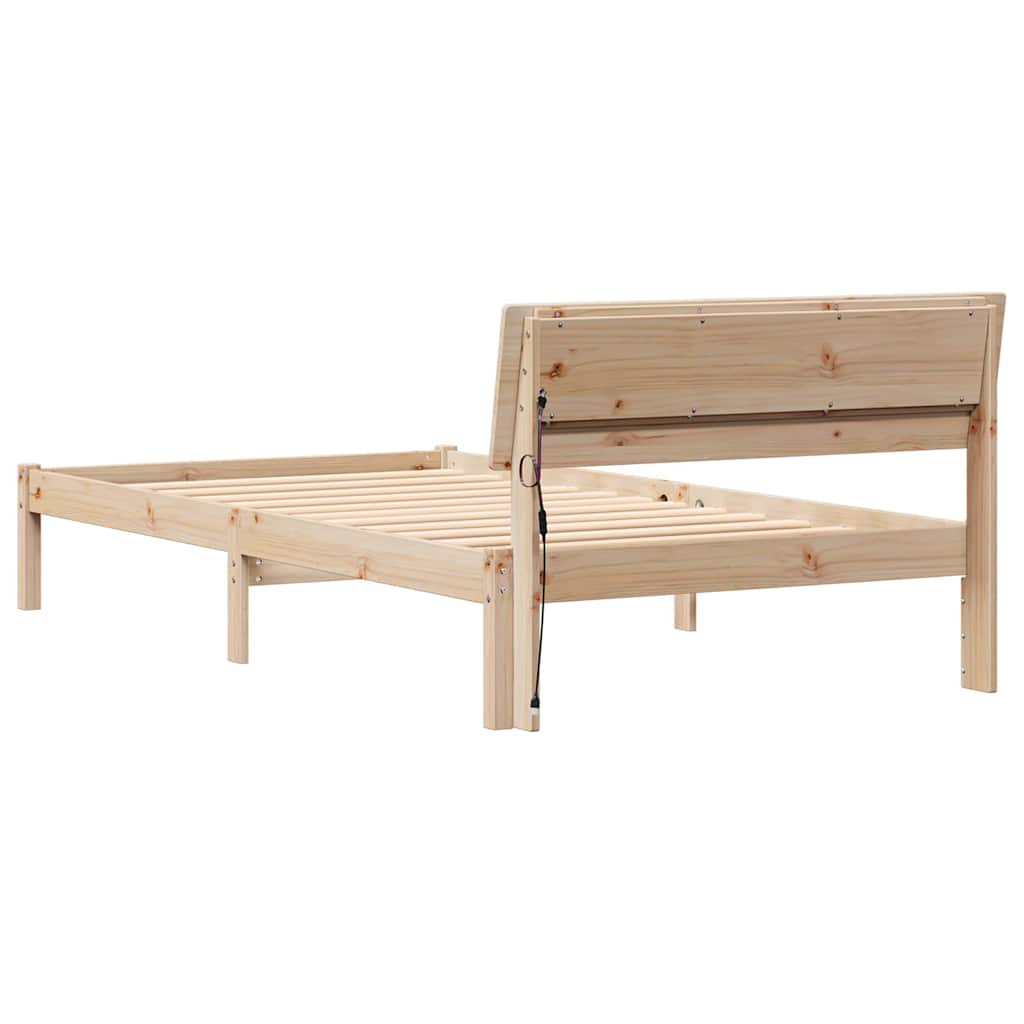 Bettgestell mit Kopfteil Braun 75 x 190 cm Massivholz Kiefer
