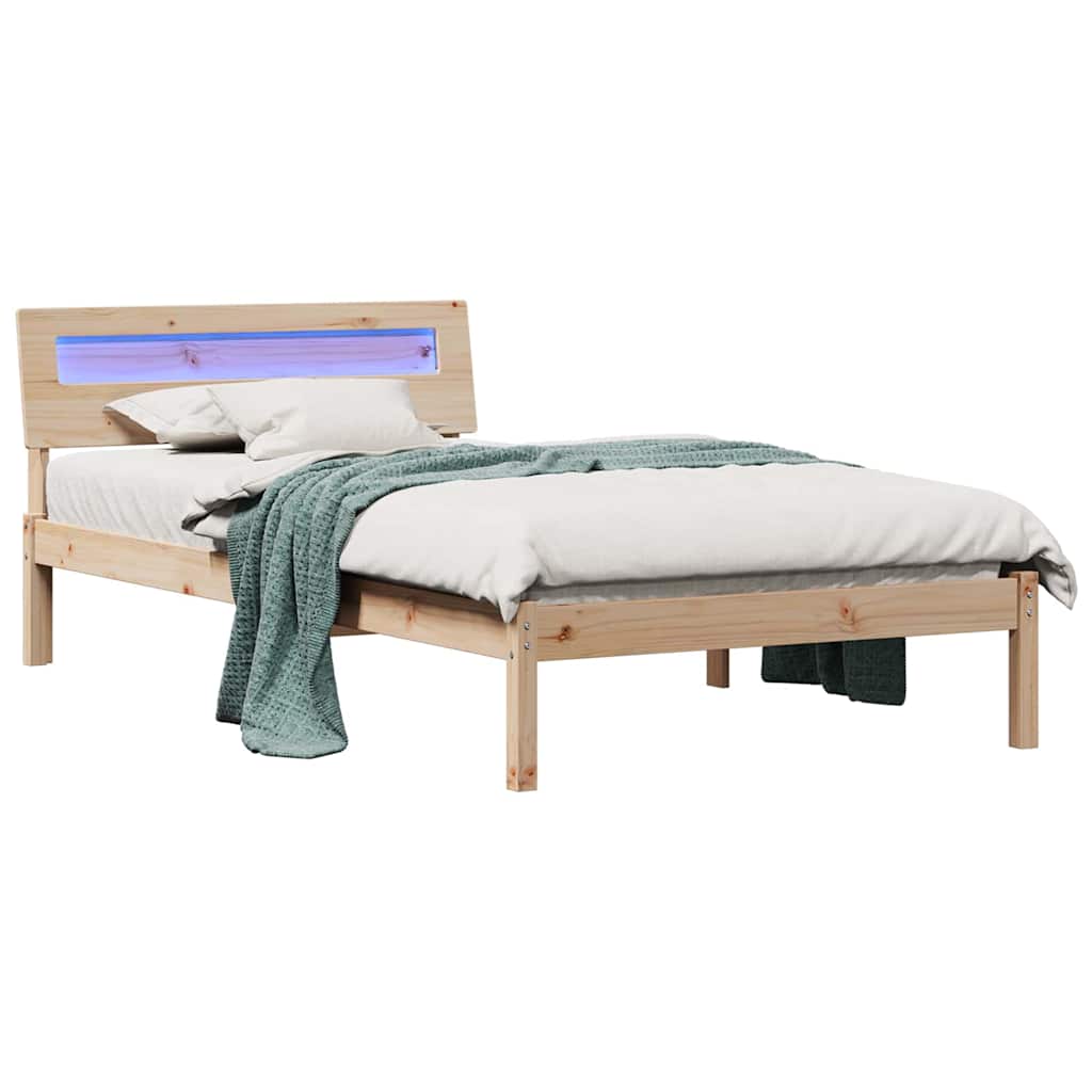 Bettgestell mit Kopfteil Braun 75 x 190 cm Massivholz Kiefer