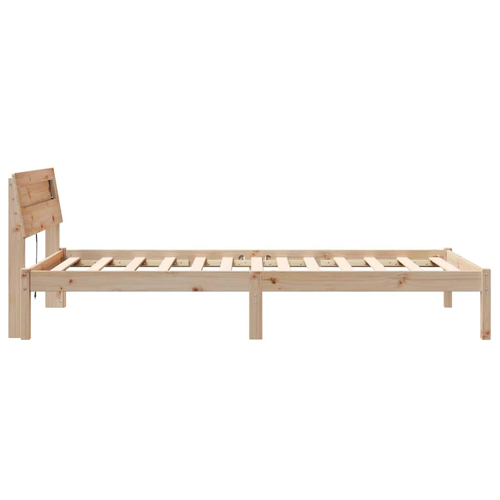 Bettgestell mit Kopfteil Braun 75 x 190 cm Massivholz Kiefer