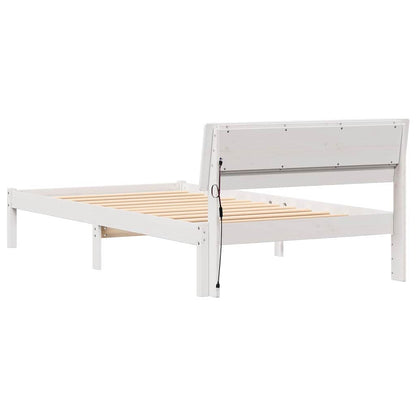 Bettgestell mit Kopfteil Weiß 75 x 190 cm Massivholz Kiefer