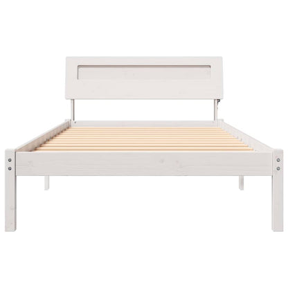 Bettgestell mit Kopfteil Weiß 75 x 190 cm Massivholz Kiefer