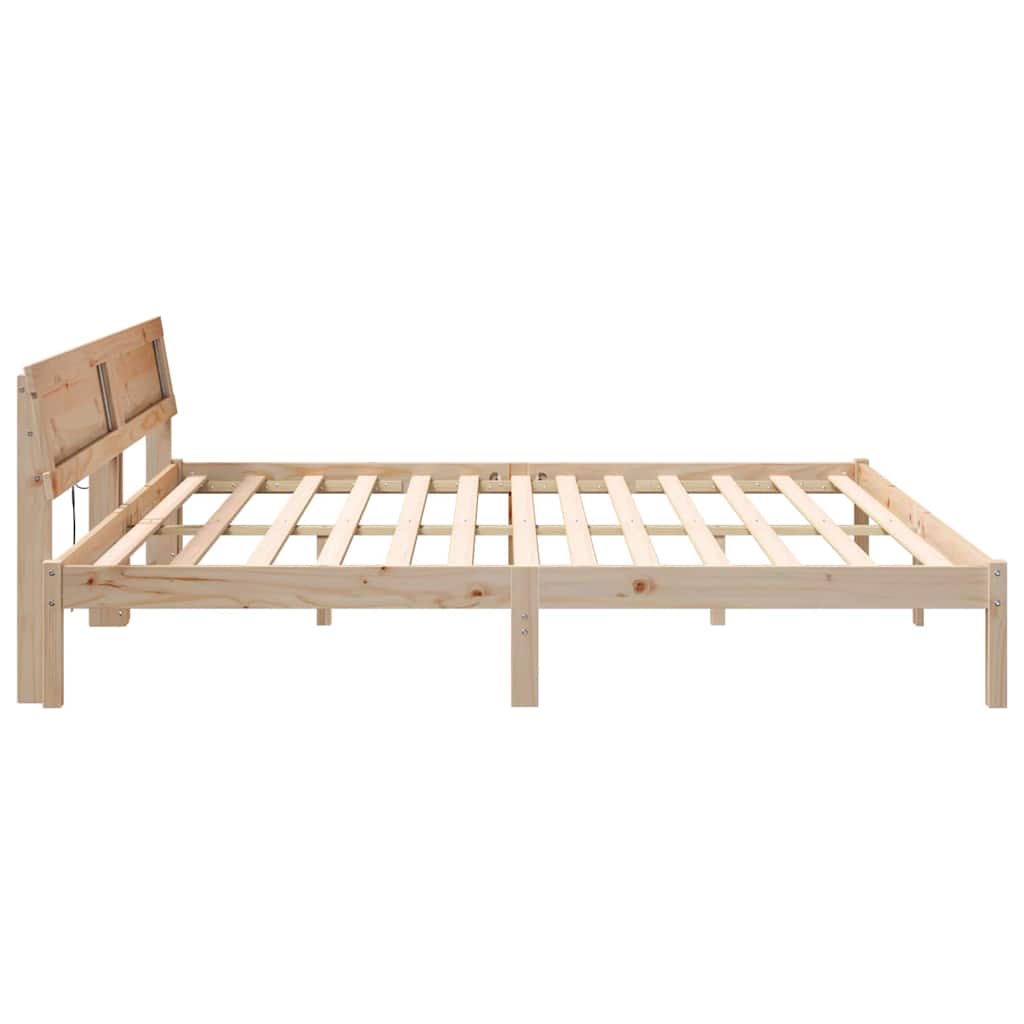 Bettgestell mit Kopfteil Braun 180 x 200 cm Massivholz Kiefer