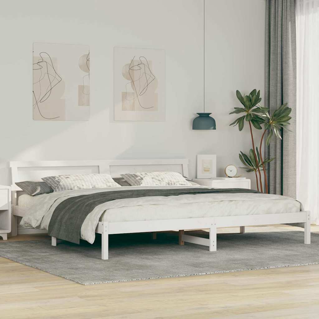 Bettgestell mit Kopfteil Weiß 180 x 200 cm Massivholz Kiefer