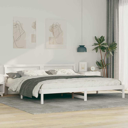 Bettgestell mit Kopfteil Weiß 180 x 200 cm Massivholz Kiefer