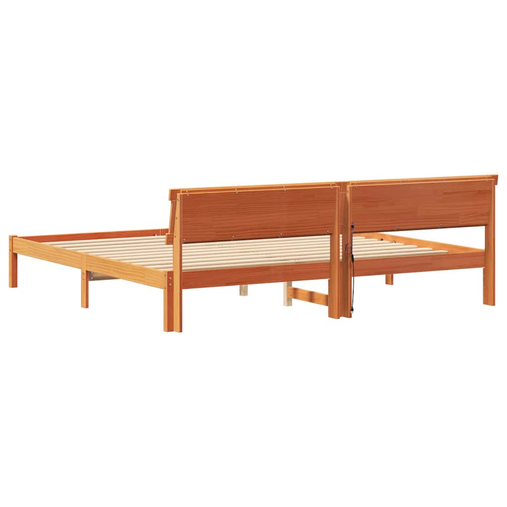 Bettgestell Wachsbraun 180 x 200 cm Massivholz Kiefer