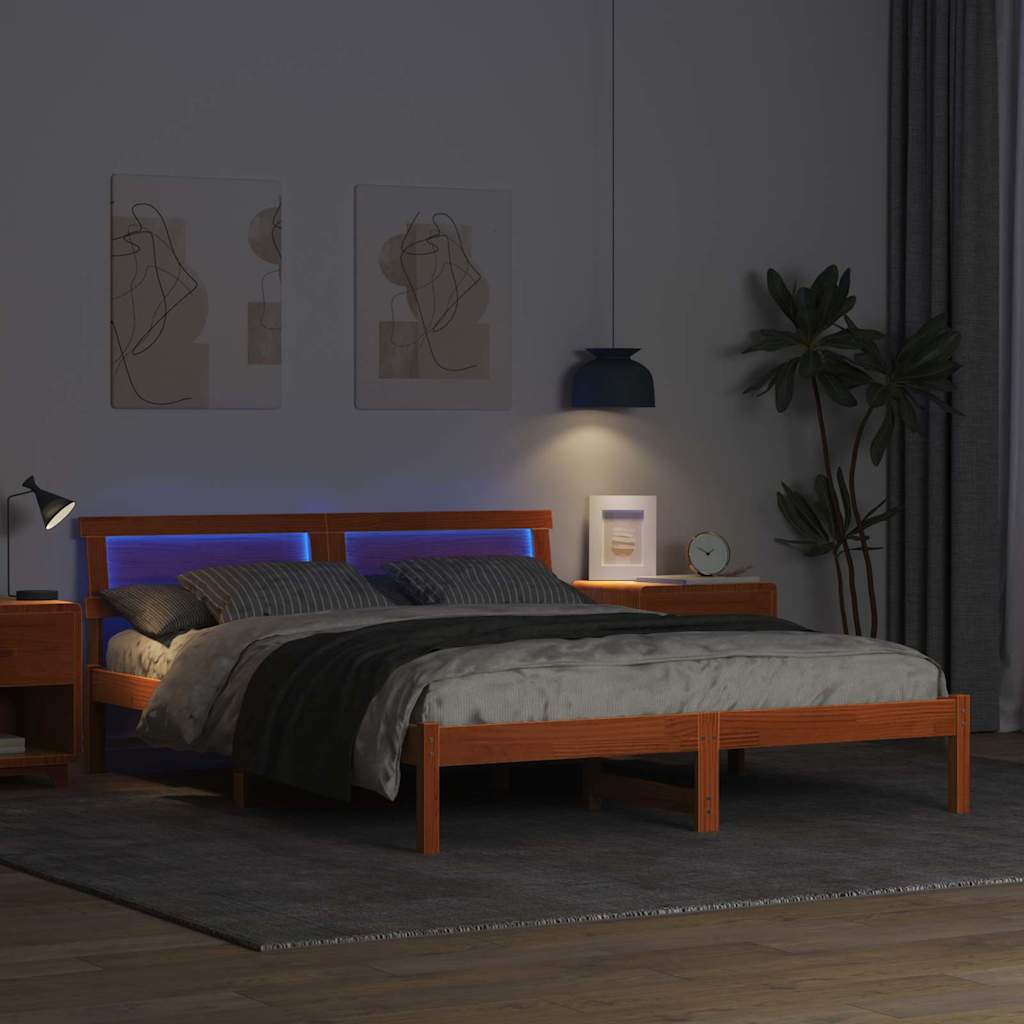 Bettgestell Wachsbraun 150 x 200 cm Massivholz Kiefer
