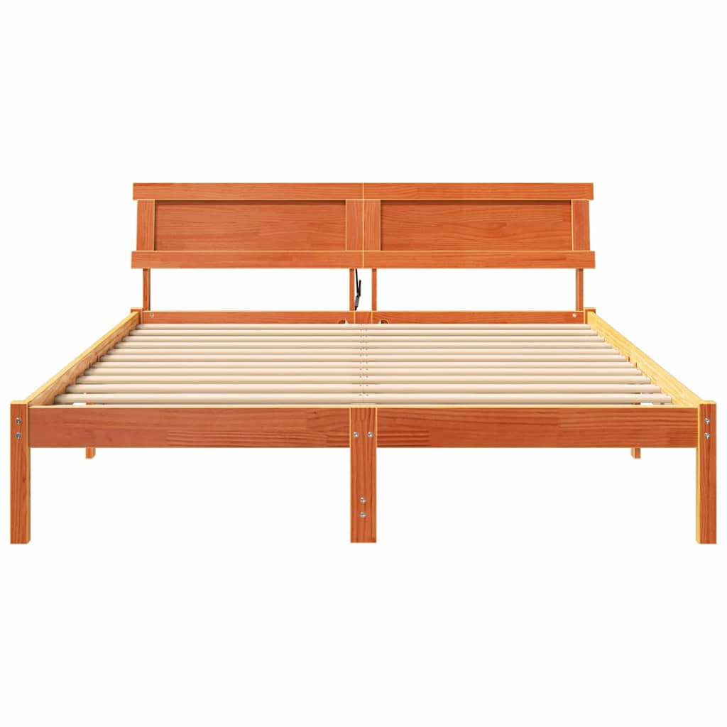 Bettgestell Wachsbraun 150 x 200 cm Massivholz Kiefer