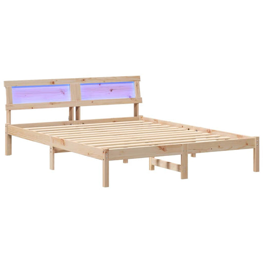 Bettgestell mit Kopfteil Braun 140 x 200 cm Massivholz Kiefer