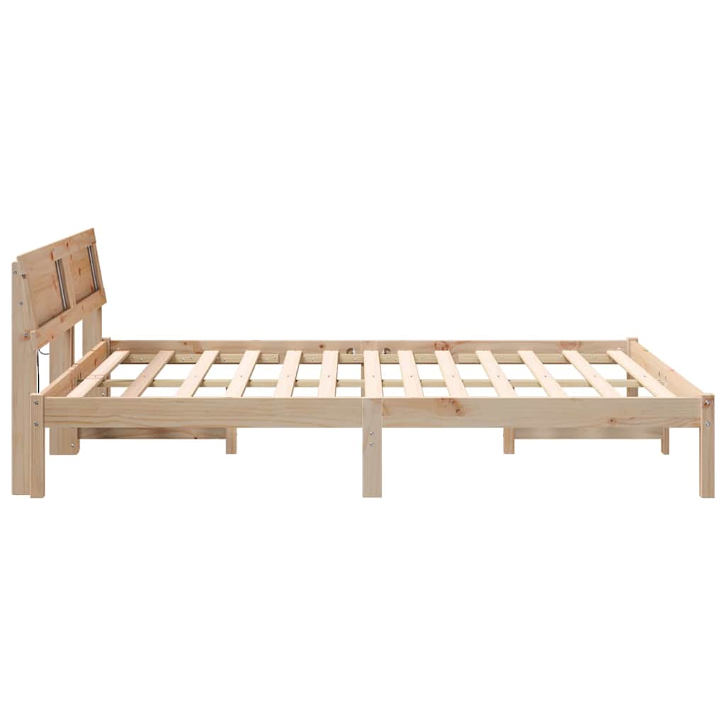 Bettgestell mit Kopfteil Braun 140 x 200 cm Massivholz Kiefer