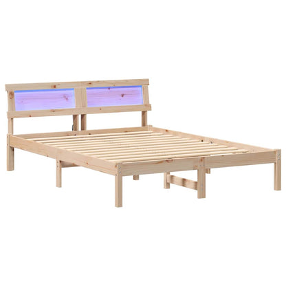 Bettgestell mit Kopfteil Braun 140 x 190 cm Massivholz Kiefer