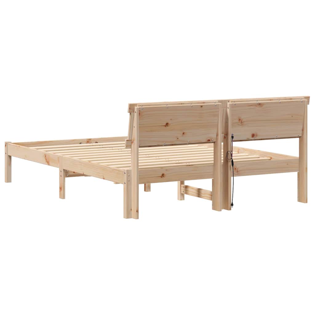Bettgestell mit Kopfteil Braun 140 x 190 cm Massivholz Kiefer