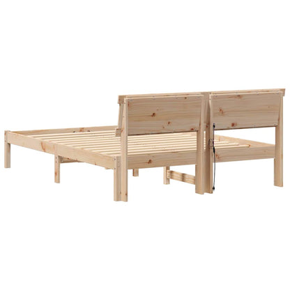 Bettgestell mit Kopfteil Braun 140 x 190 cm Massivholz Kiefer