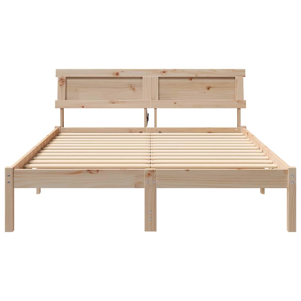 Bettgestell mit Kopfteil Braun 140 x 190 cm Massivholz Kiefer
