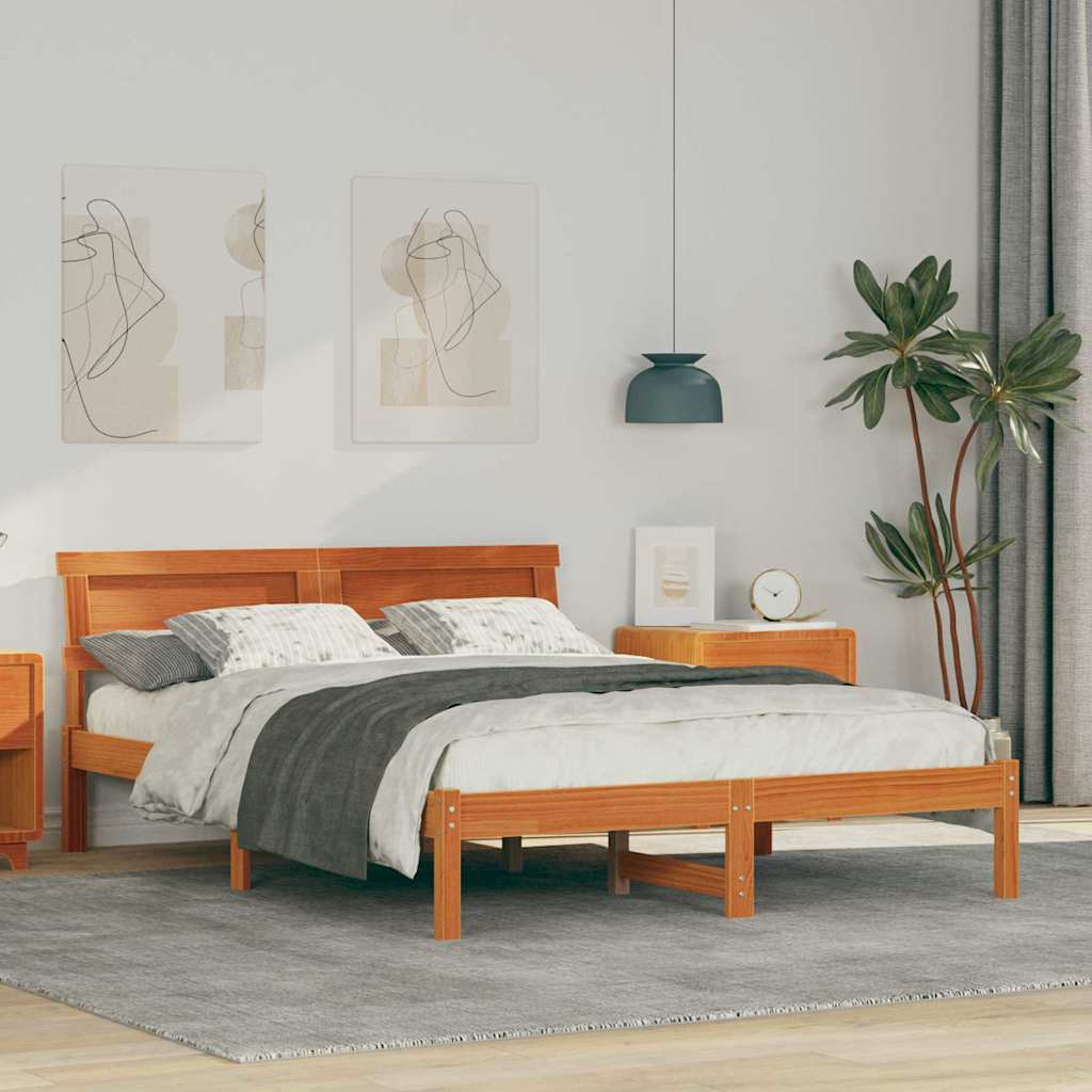 Bettgestell Wachsbraun 140 x 190 cm Massivholz Kiefer