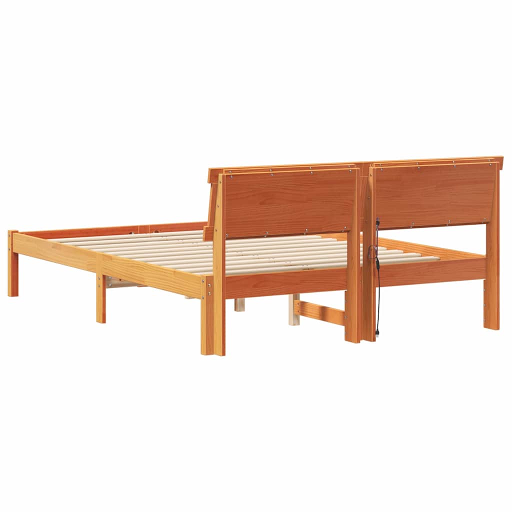 Bettgestell Wachsbraun 140 x 190 cm Massivholz Kiefer