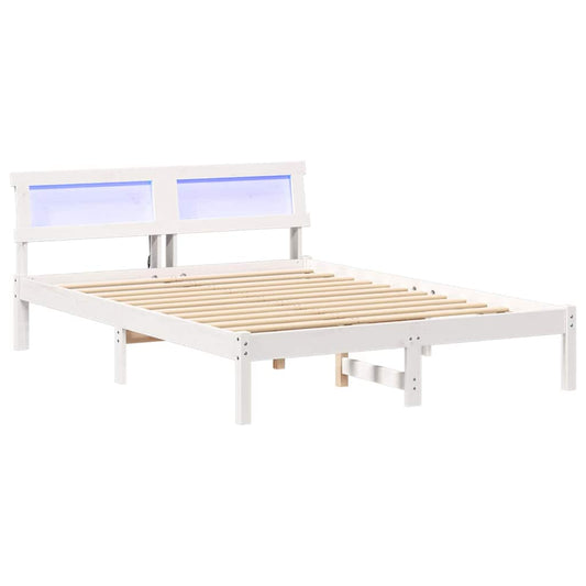 Bettgestell mit Kopfteil Weiß 135 x 190 cm Massivholz Kiefer