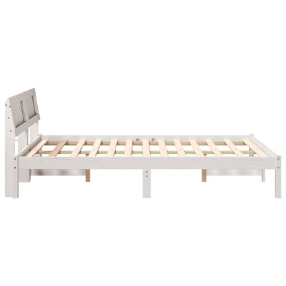 Bettgestell mit Kopfteil Weiß 135 x 190 cm Massivholz Kiefer