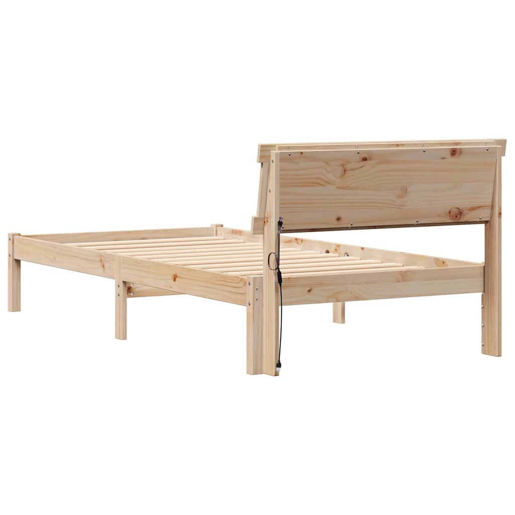 Bettgestell mit Kopfteil Braun 90 x 200 cm Massivholz Kiefer