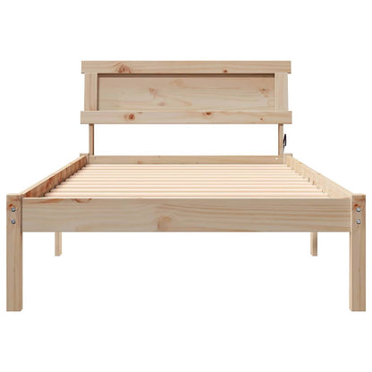 Bettgestell mit Kopfteil Braun 90 x 200 cm Massivholz Kiefer