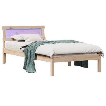 Bettgestell mit Kopfteil Braun 90 x 200 cm Massivholz Kiefer